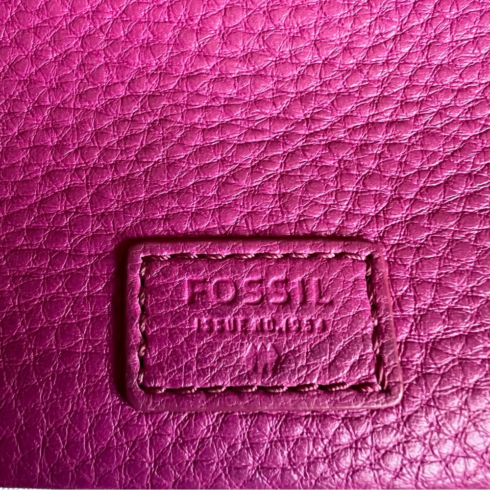 Fossil Erin flat pebble leather wallet fuchsia pink - Picture 9 of 16